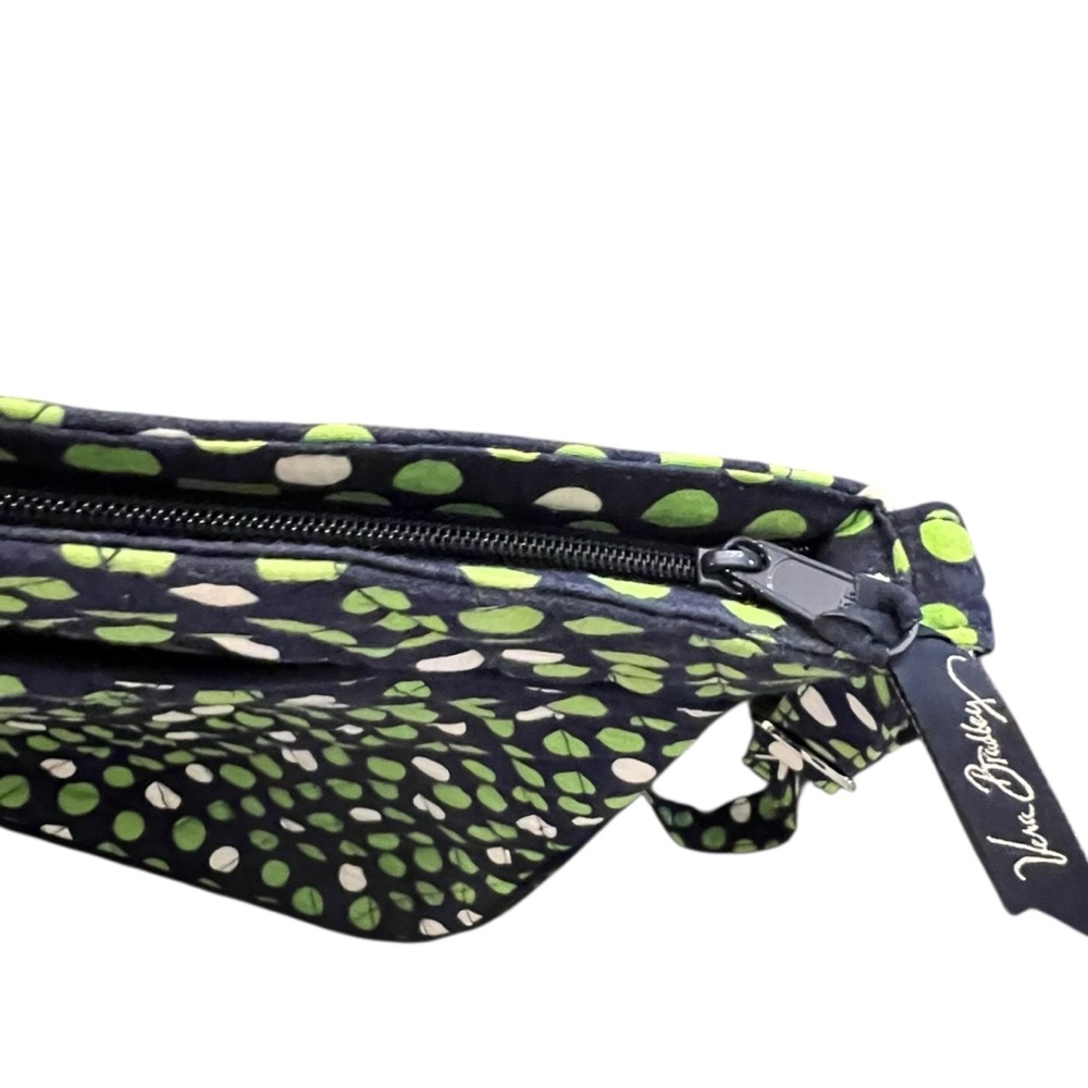 Vera Bradley Lucky Dots Hipster Quilted Crossover Purse 3 Zipper Navy Green - Picture 11 of 16